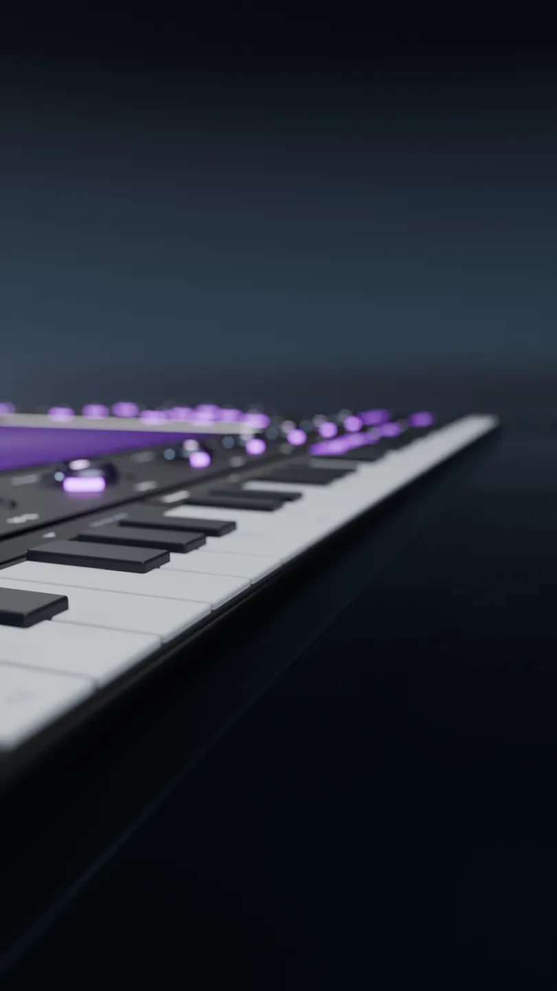 The keyboard strip at a low angle